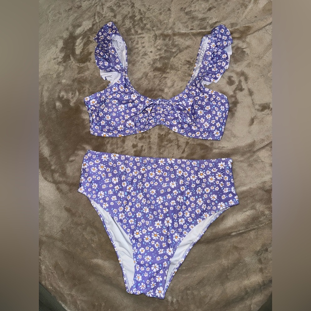 Pink Lily Purple Floral Bikini